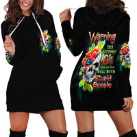 Warning This Tattooed Girl Flower Hoodie Dress - Wonder Print Shop