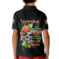 Warning This Tattooed Girl Flower Kid Polo Shirt - Wonder Print Shop
