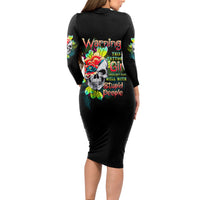 Warning This Tattooed Girl Flower Long Sleeve Bodycon Dress - Wonder Print Shop