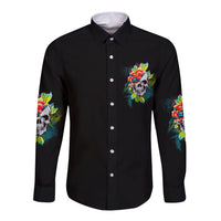 Warning This Tattooed Girl Flower Long Sleeve Button Shirt - Wonder Print Shop