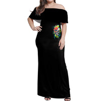 Warning This Tattooed Girl Flower Off Shoulder Maxi Dress - Wonder Print Shop