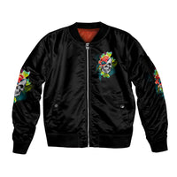 Warning This Tattooed Girl Flower Sleeve Zip Bomber Jacket - Wonder Print Shop