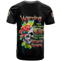 Warning This Tattooed Girl Flower T Shirt - Wonder Print Shop
