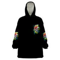 Warning This Tattooed Girl Flower Wearable Blanket Hoodie - Wonder Print Shop