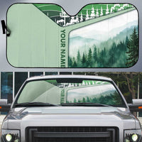Custom Disc Golf Auto Sun Shade with Forest Landscape Basket Silhouette - Wonder Print Shop