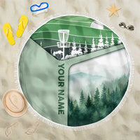 Custom Disc Golf Beach Blanket with Forest Landscape Basket Silhouette - Wonder Print Shop
