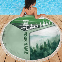 Custom Disc Golf Beach Blanket with Forest Landscape Basket Silhouette - Wonder Print Shop