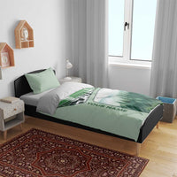 Custom Disc Golf Bedding Set with Forest Landscape Basket Silhouette - Wonder Print Shop