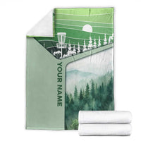 Custom Disc Golf Blanket with Forest Landscape Basket Silhouette - Wonder Print Shop