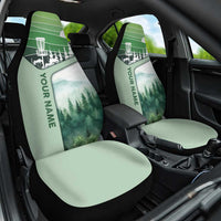 Custom Disc Golf Car Seat Cover with Forest Landscape Basket Silhouette - Wonder Print Shop