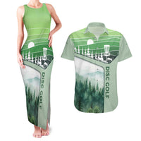 Custom Disc Golf Couples Matching Tank Maxi Dress and Hawaiian Shirt with Forest Landscape Basket Silhouette - Wonder Print Shop