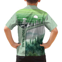 Custom Disc Golf Family Matching Off Shoulder Maxi Dress and Hawaiian Shirt with Forest Landscape Basket Silhouette - Wonder Print Shop