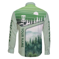 Custom Disc Golf Family Matching Off Shoulder Maxi Dress and Hawaiian Shirt with Forest Landscape Basket Silhouette - Wonder Print Shop