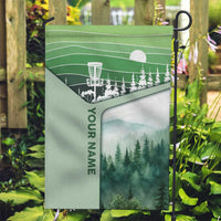 Custom Disc Golf Garden Flag with Forest Landscape Basket Silhouette - Wonder Print Shop