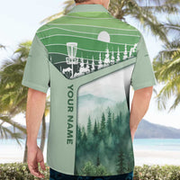 Custom Disc Golf Hawaiian Shirt with Forest Landscape Basket Silhouette - Wonder Print Shop