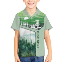 Custom Disc Golf Hawaiian Shirt with Forest Landscape Basket Silhouette - Wonder Print Shop