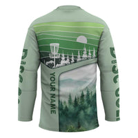 Custom Disc Golf Hockey Jersey with Forest Landscape Basket Silhouette - Wonder Print Shop