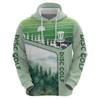 Custom Disc Golf Hoodie with Forest Landscape Basket Silhouette - Wonder Print Shop