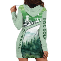 Custom Disc Golf Hoodie Dress with Forest Landscape Basket Silhouette - Wonder Print Shop