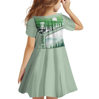 Custom Disc Golf Kid Short Sleeve Dress with Forest Landscape Basket Silhouette - Wonder Print Shop