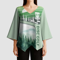 Custom Disc Golf Kimono Sleeve Blouse with Forest Landscape Basket Silhouette - Wonder Print Shop