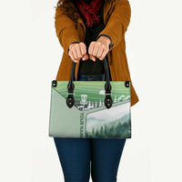Custom Disc Golf Leather Bag with Forest Landscape Basket Silhouette - Wonder Print Shop