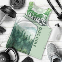 Custom Disc Golf Men Tank Top with Forest Landscape Basket Silhouette - Wonder Print Shop