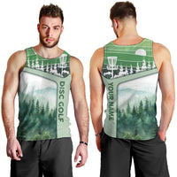 Custom Disc Golf Men Tank Top with Forest Landscape Basket Silhouette - Wonder Print Shop