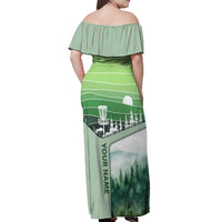 Custom Disc Golf Off Shoulder Maxi Dress with Forest Landscape Basket Silhouette - Wonder Print Shop