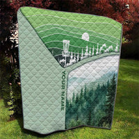 Custom Disc Golf Quilt with Forest Landscape Basket Silhouette - Wonder Print Shop