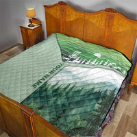 Custom Disc Golf Quilt with Forest Landscape Basket Silhouette - Wonder Print Shop