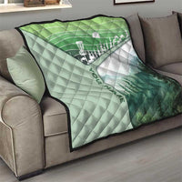 Custom Disc Golf Quilt with Forest Landscape Basket Silhouette - Wonder Print Shop