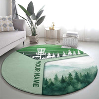 Custom Disc Golf Round Carpet with Forest Landscape Basket Silhouette - Wonder Print Shop