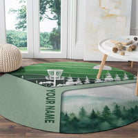 Custom Disc Golf Round Carpet with Forest Landscape Basket Silhouette - Wonder Print Shop