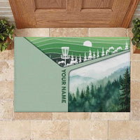 Custom Disc Golf Rubber Doormat with Forest Landscape Basket Silhouette - Wonder Print Shop