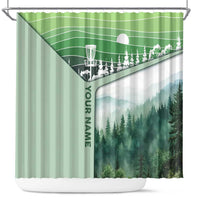Custom Disc Golf Shower Curtain with Forest Landscape Basket Silhouette - Wonder Print Shop
