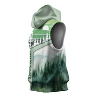Custom Disc Golf Sleeveless Hoodie with Forest Landscape Basket Silhouette - Wonder Print Shop