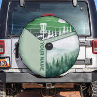 Custom Disc Golf Spare Tire Cover with Forest Landscape Basket Silhouette - Wonder Print Shop