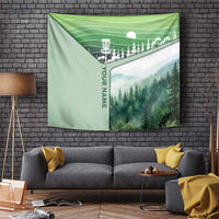 Custom Disc Golf Tapestry with Forest Landscape Basket Silhouette - Wonder Print Shop