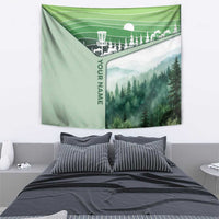 Custom Disc Golf Tapestry with Forest Landscape Basket Silhouette - Wonder Print Shop