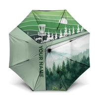 Custom Disc Golf Umbrella with Forest Landscape Basket Silhouette - Wonder Print Shop