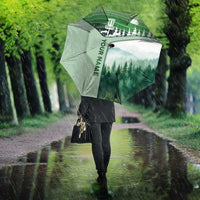 Custom Disc Golf Umbrella with Forest Landscape Basket Silhouette - Wonder Print Shop