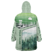 Custom Disc Golf Wearable Blanket Hoodie with Forest Landscape Basket Silhouette - Wonder Print Shop