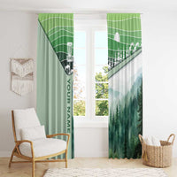 Custom Disc Golf Window Curtain with Forest Landscape Basket Silhouette - Wonder Print Shop