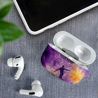 Custom Disc Golf AirPods Case with Purple Sunset Tie Dye Basket and Player Silhouette - Wonder Print Shop