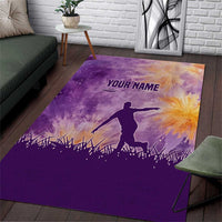 Custom Disc Golf Area Rug with Purple Sunset Tie Dye Basket and Player Silhouette - Wonder Print Shop