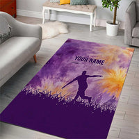 Custom Disc Golf Area Rug with Purple Sunset Tie Dye Basket and Player Silhouette - Wonder Print Shop