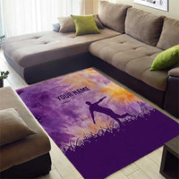 Custom Disc Golf Area Rug with Purple Sunset Tie Dye Basket and Player Silhouette - Wonder Print Shop