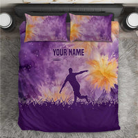 Custom Disc Golf Bedding Set with Purple Sunset Tie Dye Basket and Player Silhouette - Wonder Print Shop