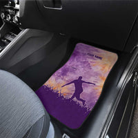 Custom Disc Golf Car Mats with Purple Sunset Tie Dye Basket and Player Silhouette - Wonder Print Shop